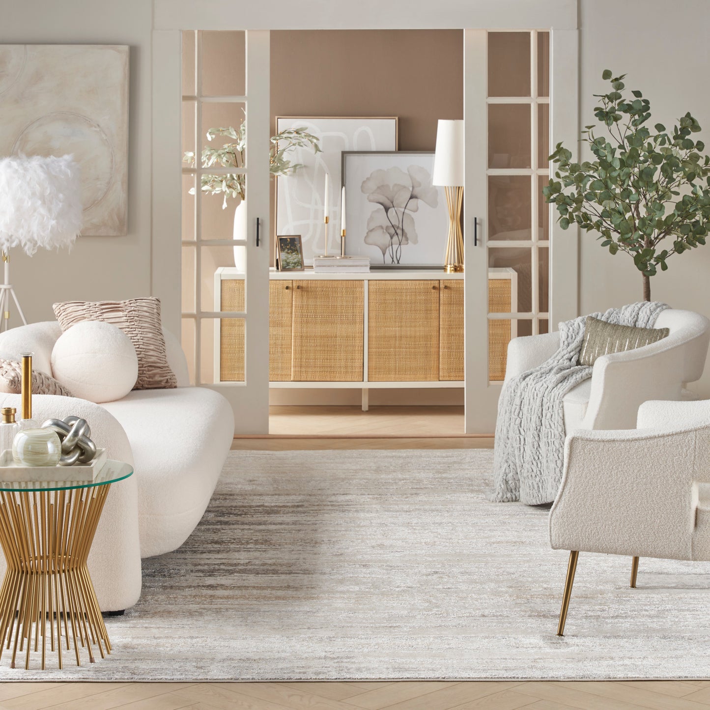 Nourison Home Glitz  Cream Grey  Contemporary