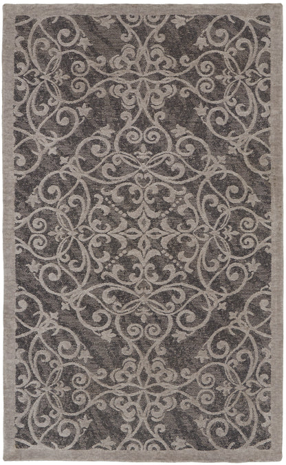 Nourison Home Damask DAS01 Grey Traditional Power-loomed Rug