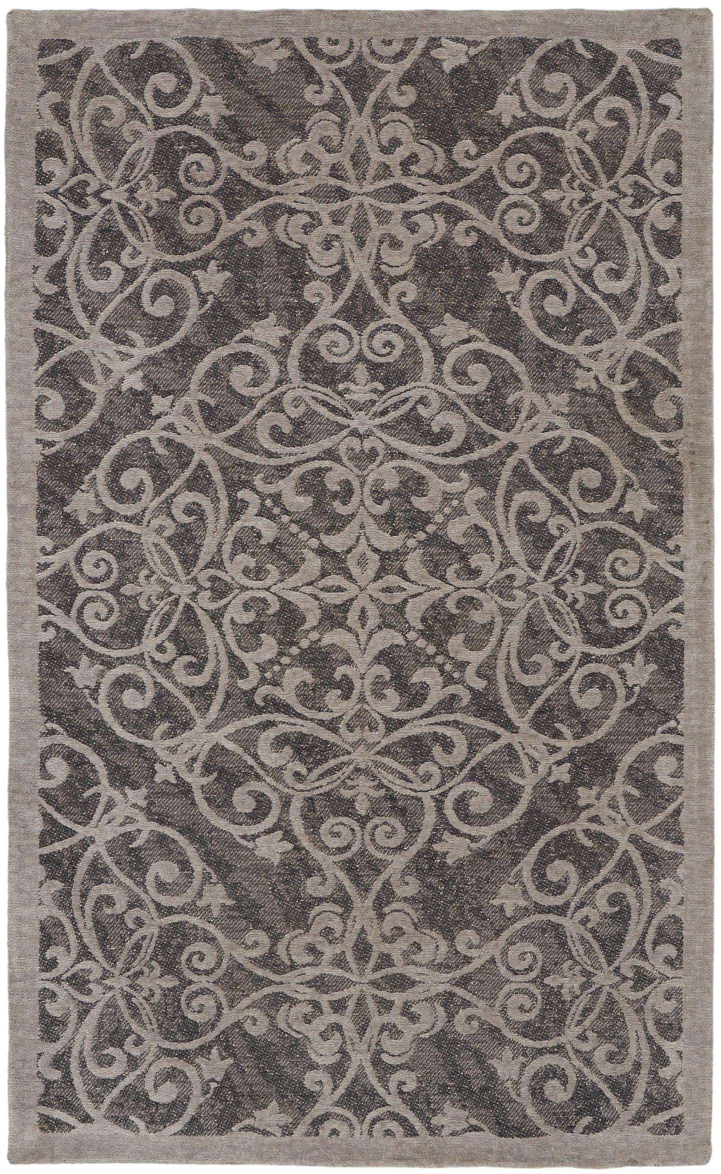 Nourison Home Damask DAS01 Grey Traditional Power-loomed Rug