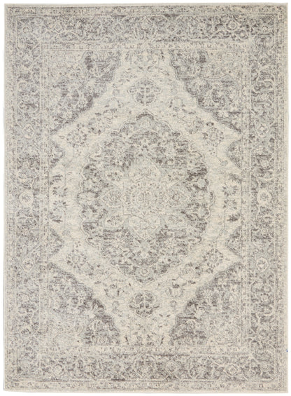 Nourison Home Tranquil TRA05 Ivory Grey Traditional Power-loomed Rug