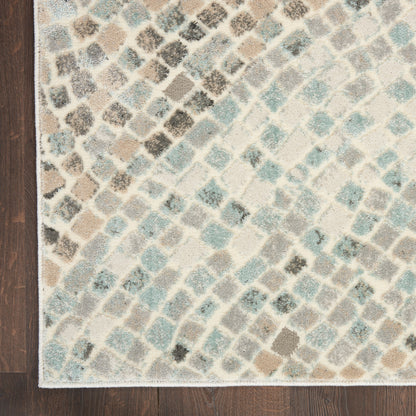 Nourison Home Marmara  Ivory Teal Grey  Contemporary