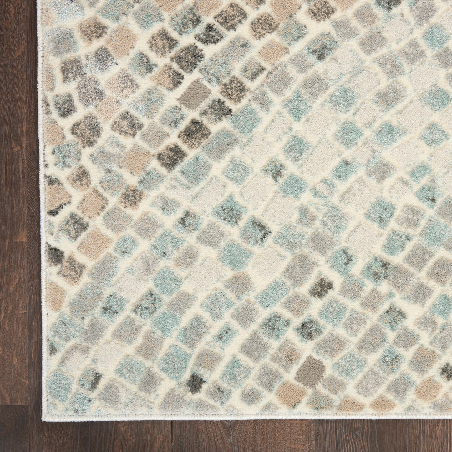 Nourison Home Marmara  Ivory Teal Grey  Contemporary