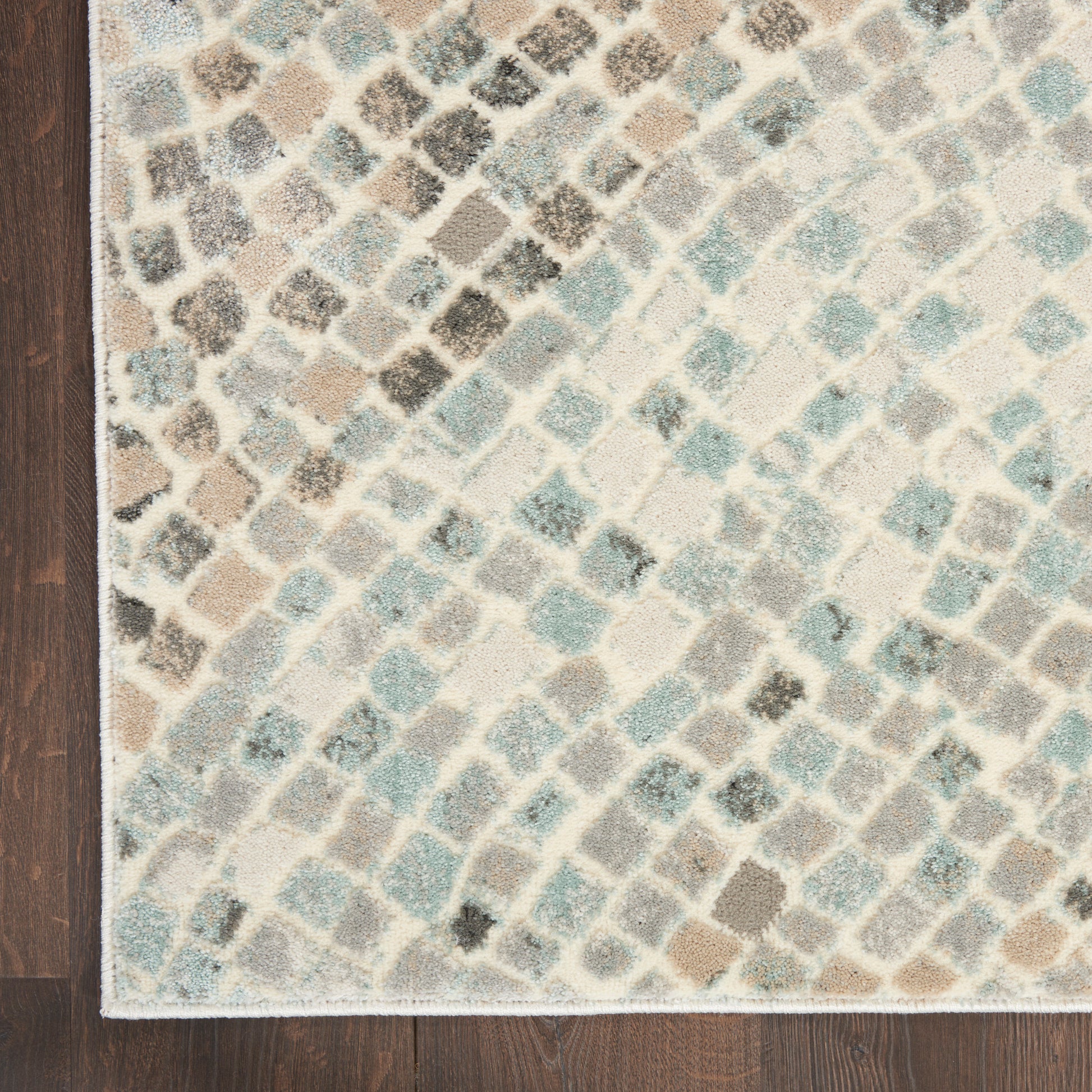 Nourison Home Marmara  Ivory Teal Grey  Contemporary