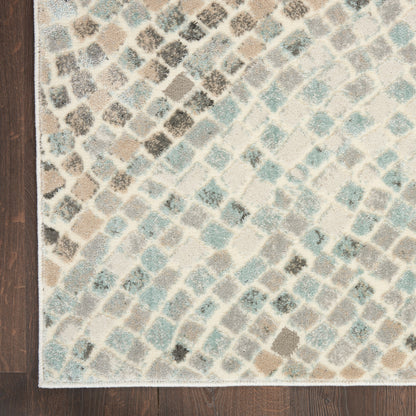 Nourison Home Marmara  Ivory Teal Grey  Contemporary