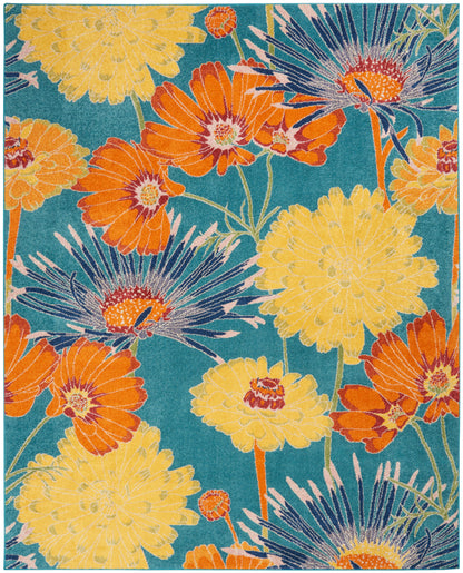 Nourison Home Allur ALR06 Turquoise Multicolor Contemporary Power-loomed Rug