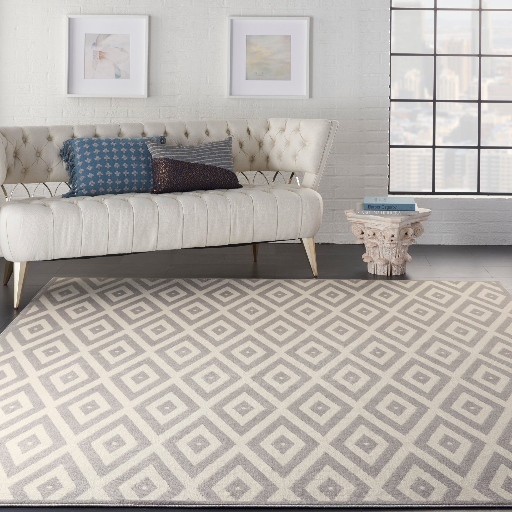 Nourison Home Grafix  White Grey  Contemporary