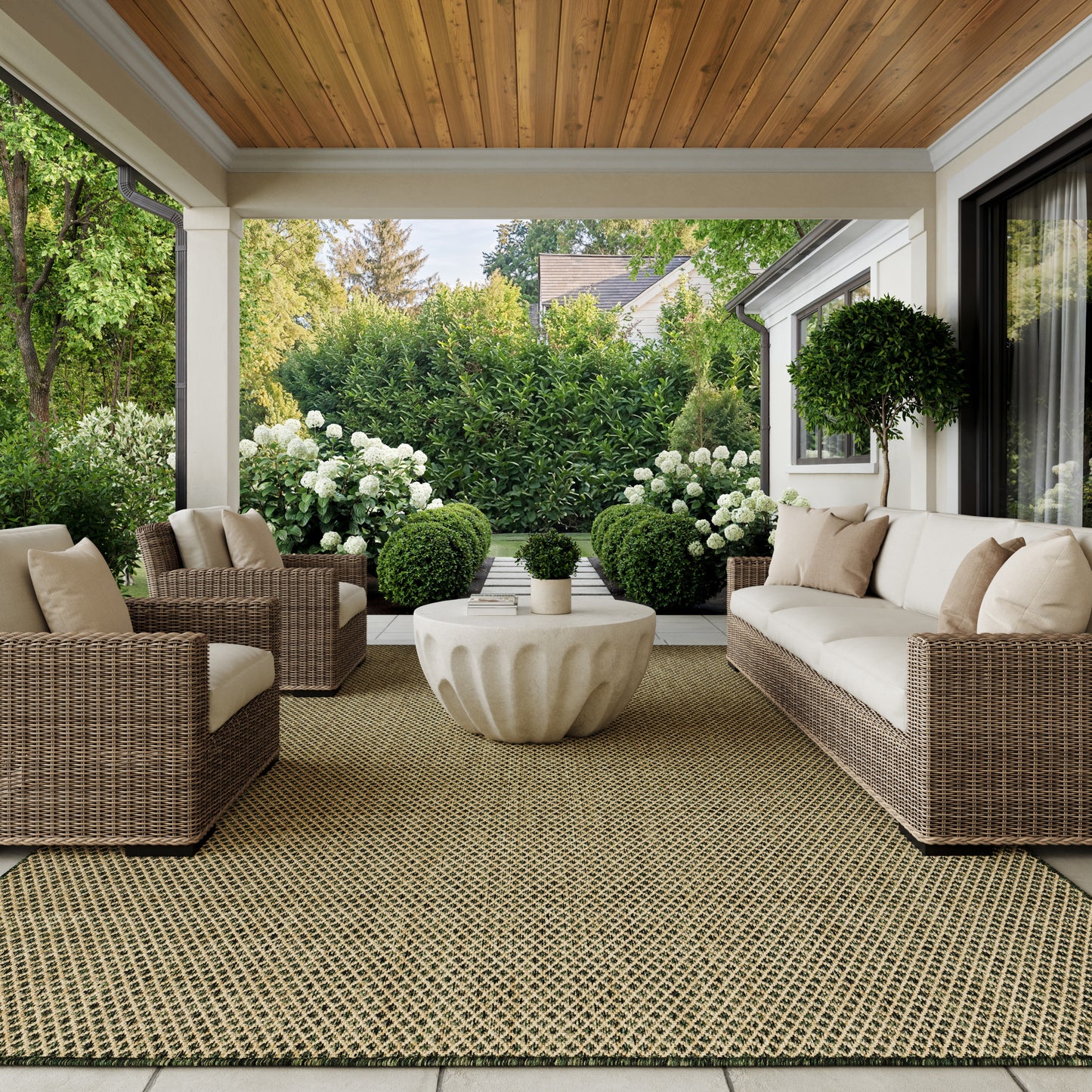 Nourison Home Courtyard  Green  Contemporary
