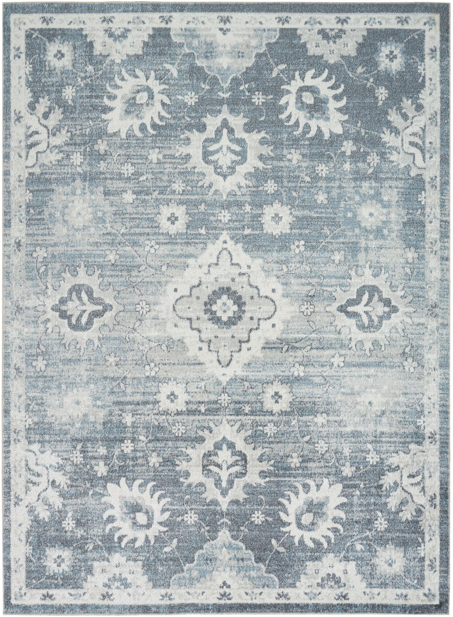 Nourison Home Astra Machine Washable ASW19 Denim Traditional Power-loomed Rug