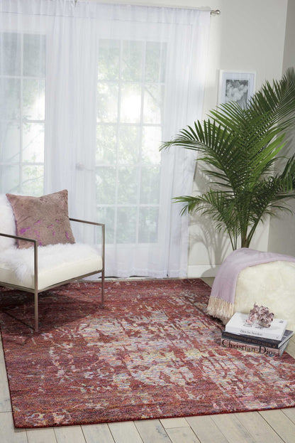 Nourison Home Silk Shadows  Wine  Transitional