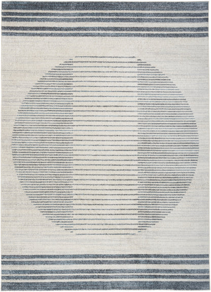 Nourison Home Astra Machine Washable ASW05 Ivory Blue Contemporary Power-loomed Rug