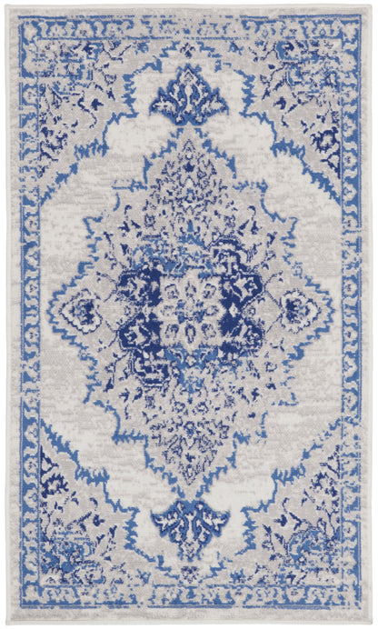 Nourison Home Whimsicle WHS14 Ivory Blue Transitional Power-loomed Rug