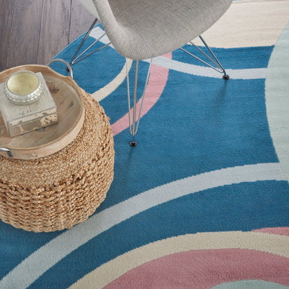 Nourison Home Grafix  Blue Multicolor  Contemporary