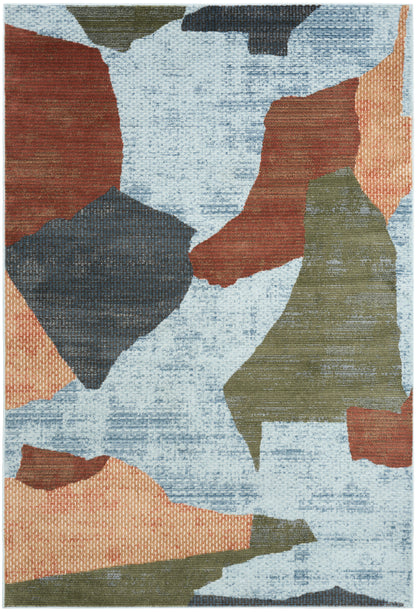 Nourison Home Nordic NRC18 Blue Multicolor Contemporary Power-loomed Rug