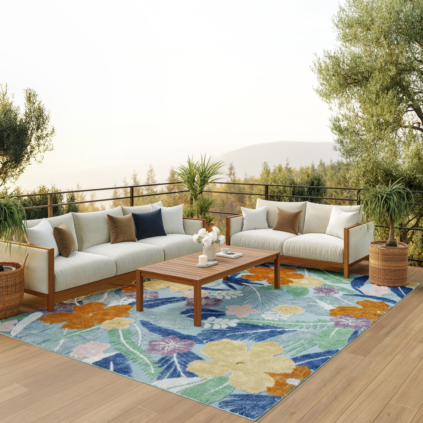 Nourison Home Suncoast  Blue Multicolor  Contemporary