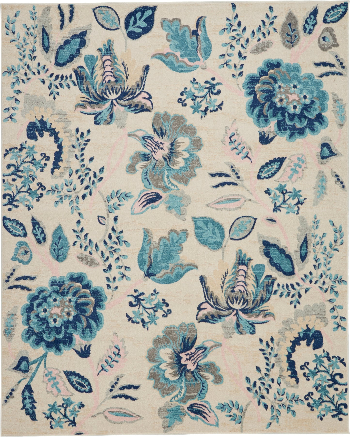 Nourison Home Tranquil TRA02 Ivory Light Blue Contemporary Power-loomed Rug