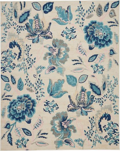 Nourison Home Tranquil TRA02 Ivory Light Blue Contemporary Power-loomed Rug