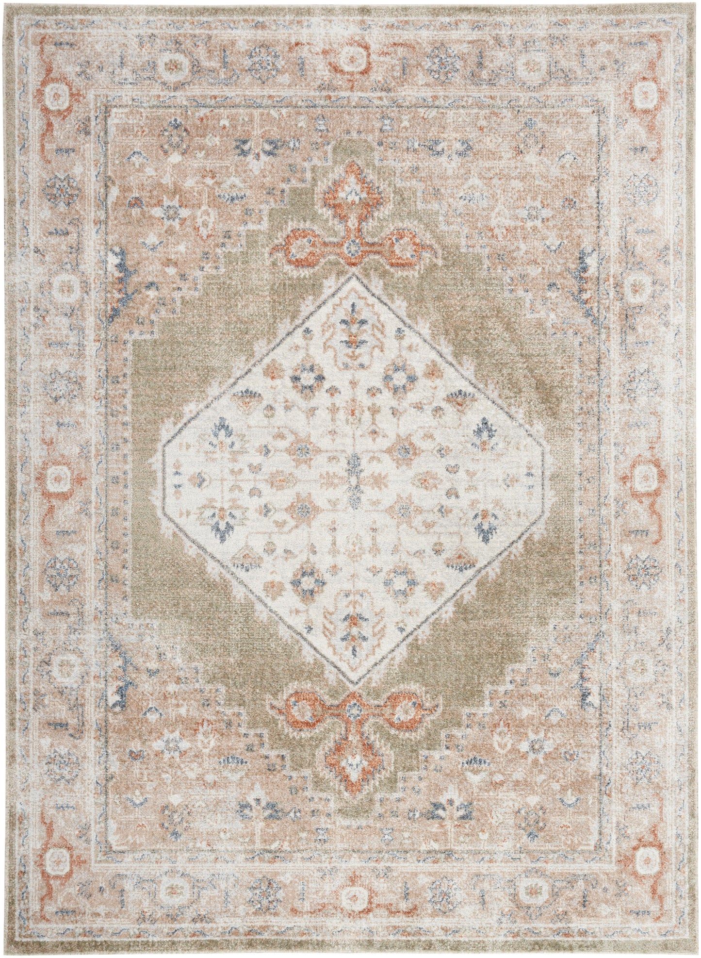 Nourison Home Astra Machine Washable ASW11 Sage Multi Traditional Power-loomed Rug