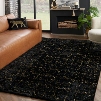 Nourison Home Cozy Shimmer  Black Gold  Contemporary