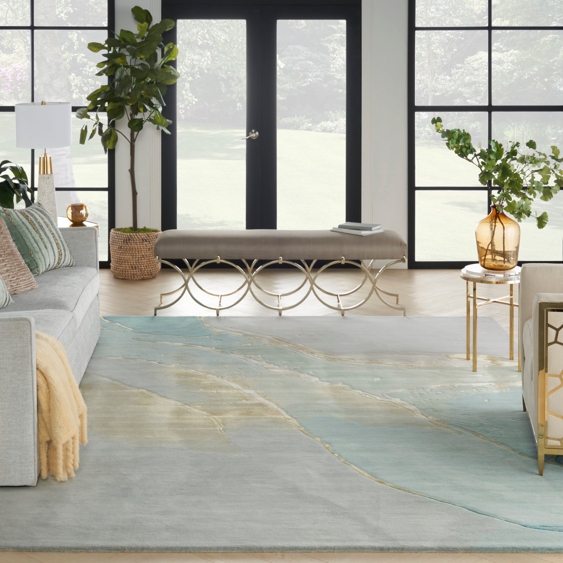 Nourison Home Prismatic  Grey Seafoam  Contemporary