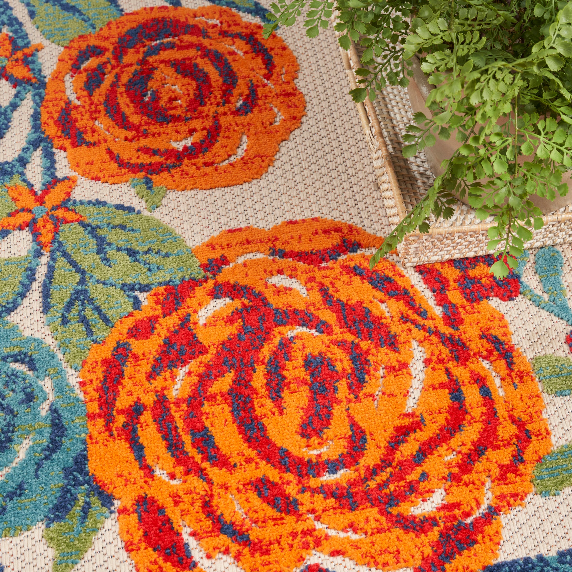 Nourison Home Aloha  Ivory Multicolor  Contemporary