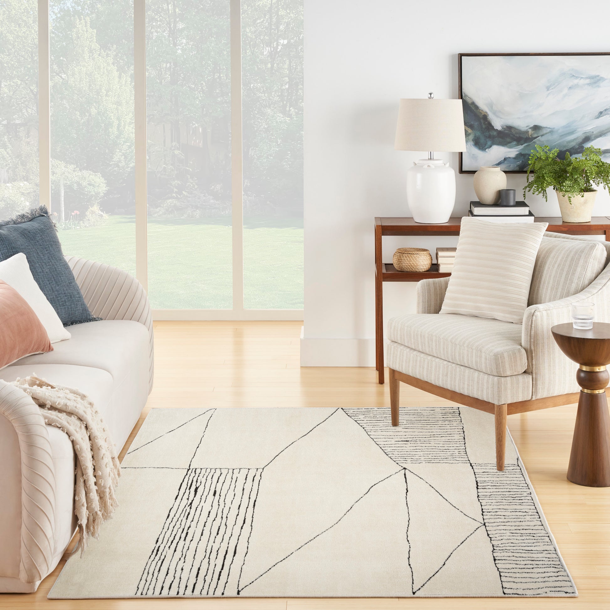 Nourison Home Modern Comfort  Ivory Black  Contemporary