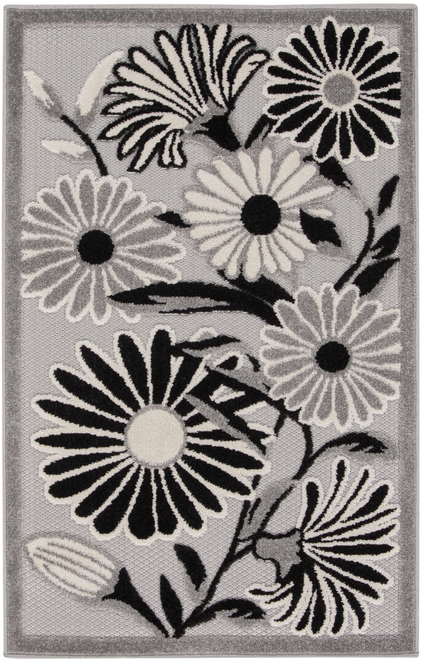 Nourison Home Aloha ALH33 Black White Contemporary Power-loomed Rugs