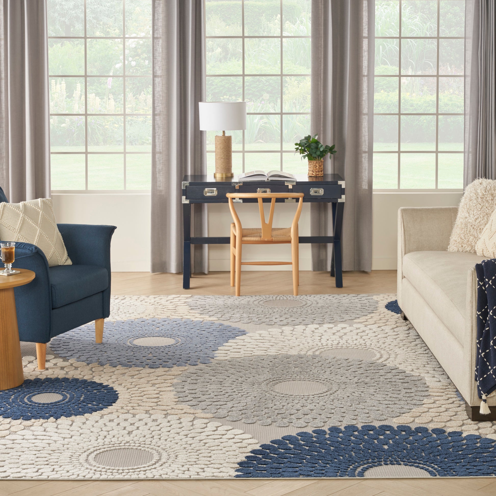 Nourison Home Aloha  Blue Grey  Contemporary