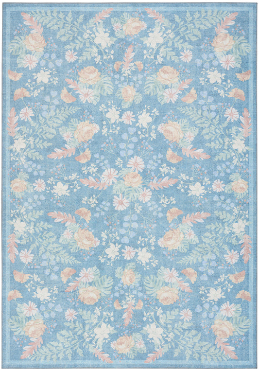 Nourison Home Botanical Washables  Blue Multicolor  Contemporary