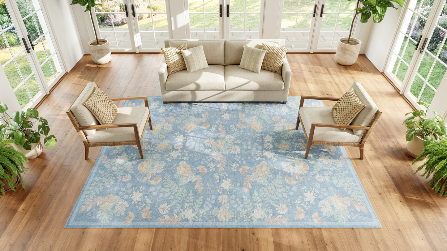 Nourison Home Botanical Washables  Blue Multicolor  Contemporary