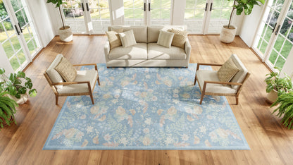 Nourison Home Botanical Washables  Blue Multicolor  Contemporary