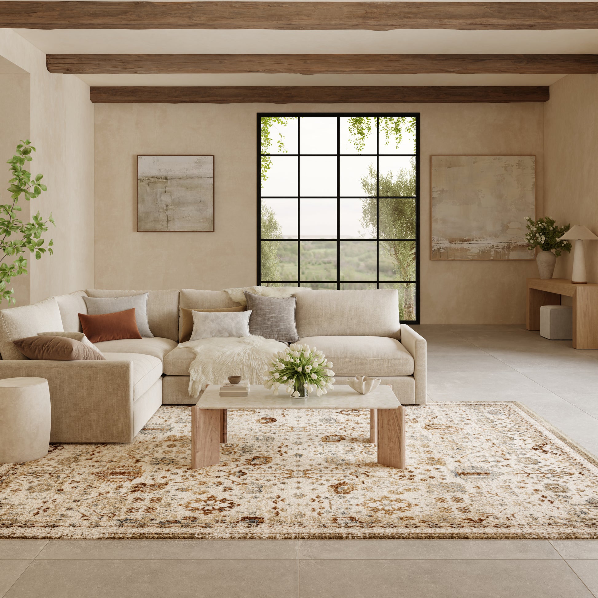Nourison Home Pardis  Ivory Rust  Traditional
