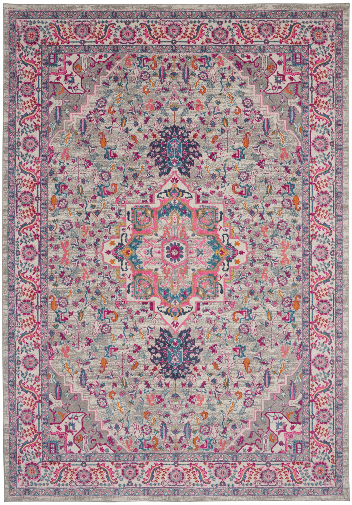 Nourison Home Passion PSN20 Light Grey Pink Transitional Power-loomed Rugs