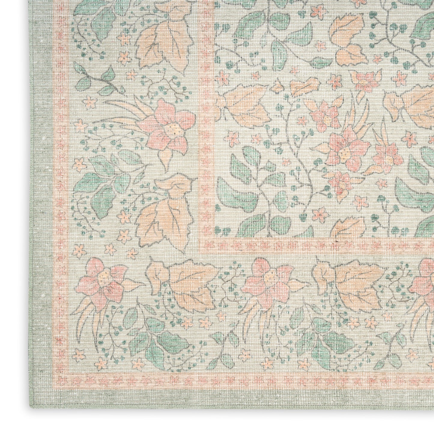 Nourison Home Botanical Washables  Green Multicolor  Contemporary