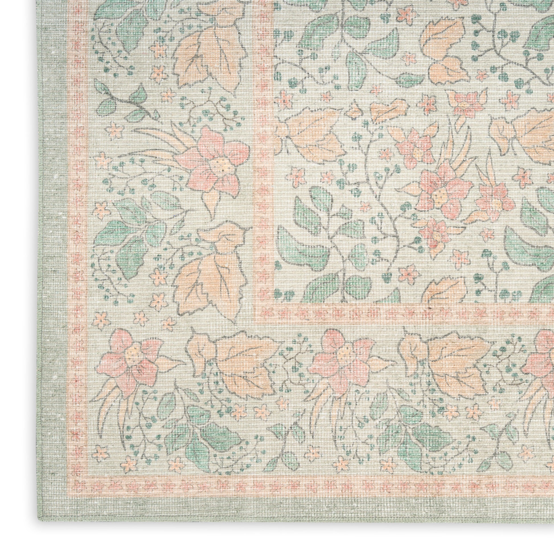 Nourison Home Botanical Washables  Green Multicolor  Contemporary