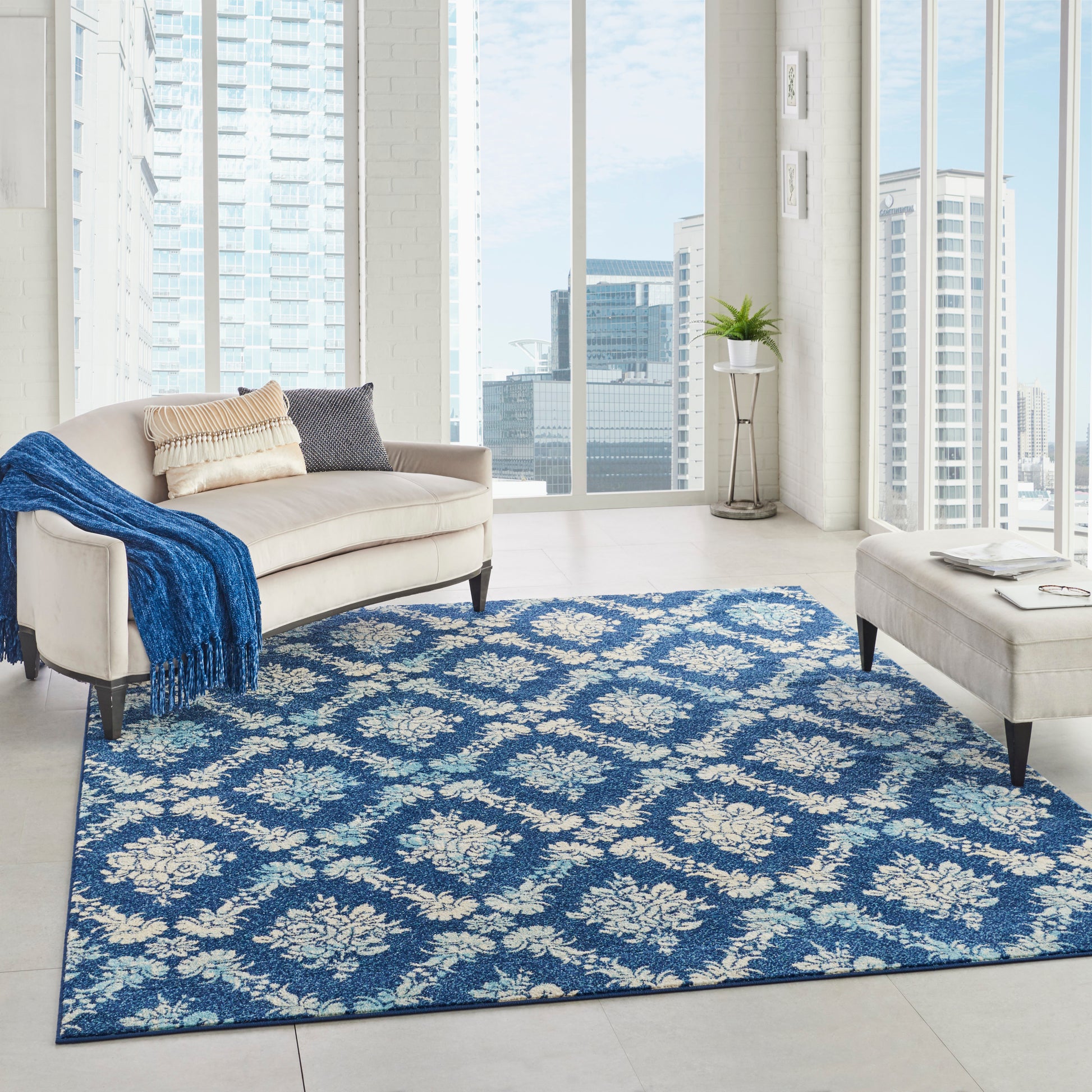 Nourison Home Tranquil  Navy Light Blue  Transitional