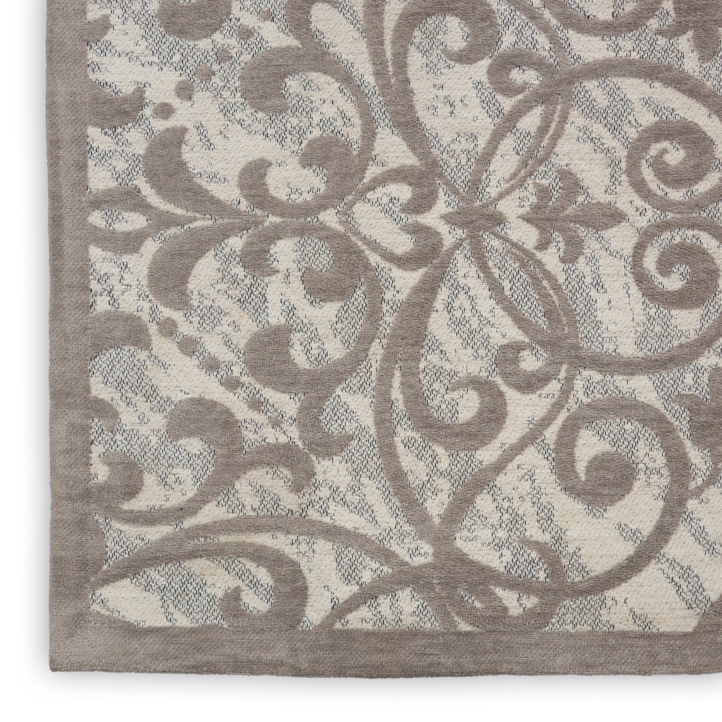 Nourison Home Damask  Ivory Grey  Traditional
