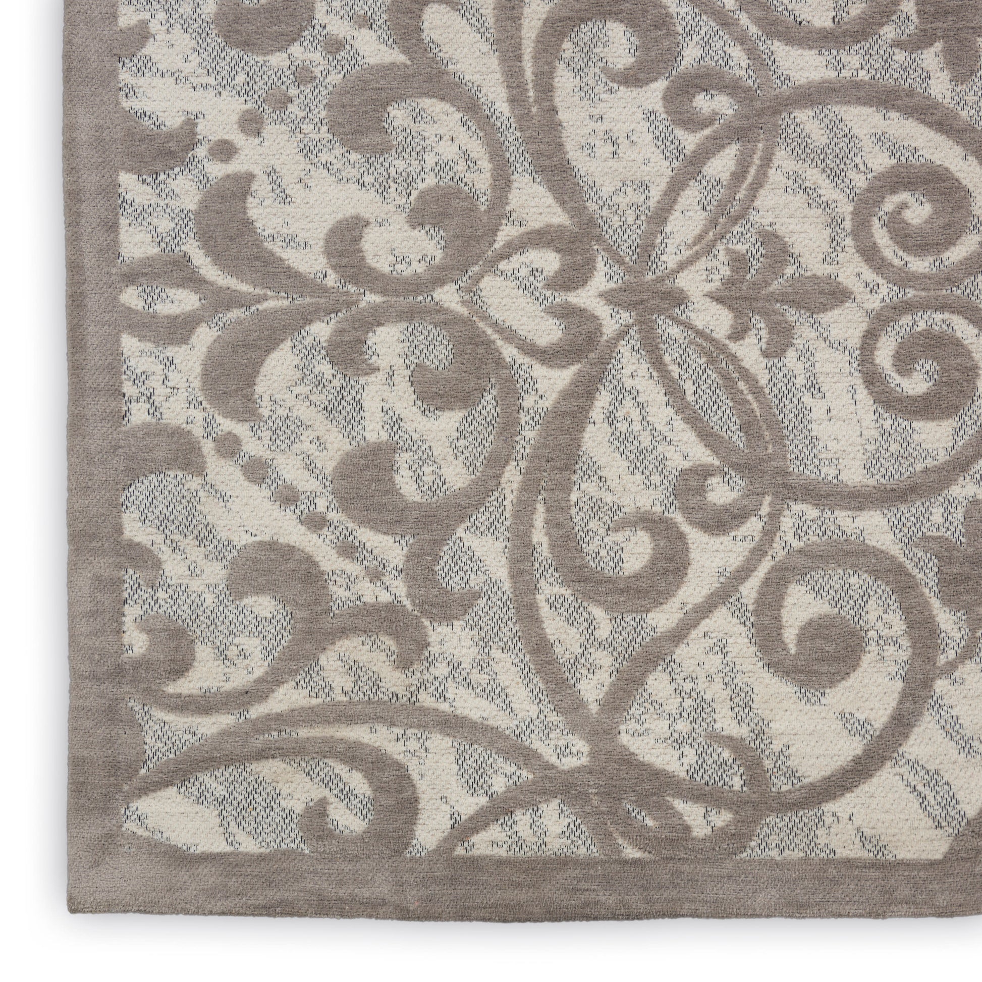 Nourison Home Damask  Ivory Grey  Traditional