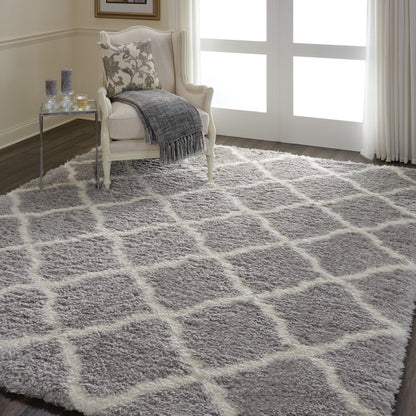 Nourison Home Luxe Shag  Grey Ivory  Contemporary