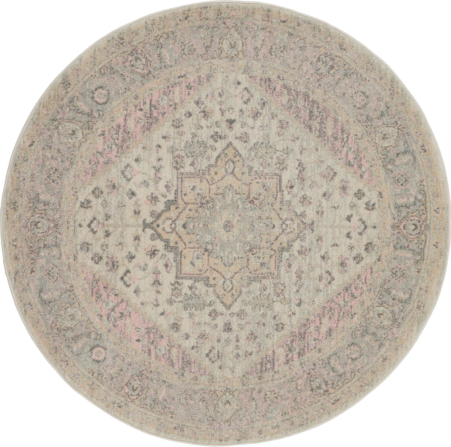 Nourison Home Tranquil TRA06 Ivory Pink Transitional Power-loomed Rug