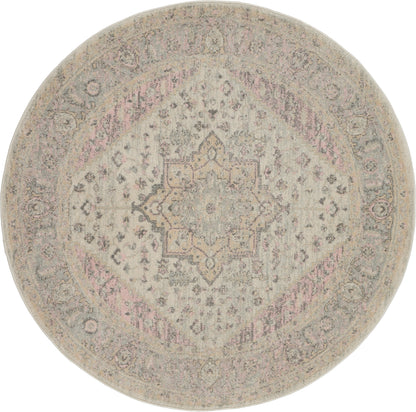 Nourison Home Tranquil TRA06 Ivory Pink Transitional Power-loomed Rug