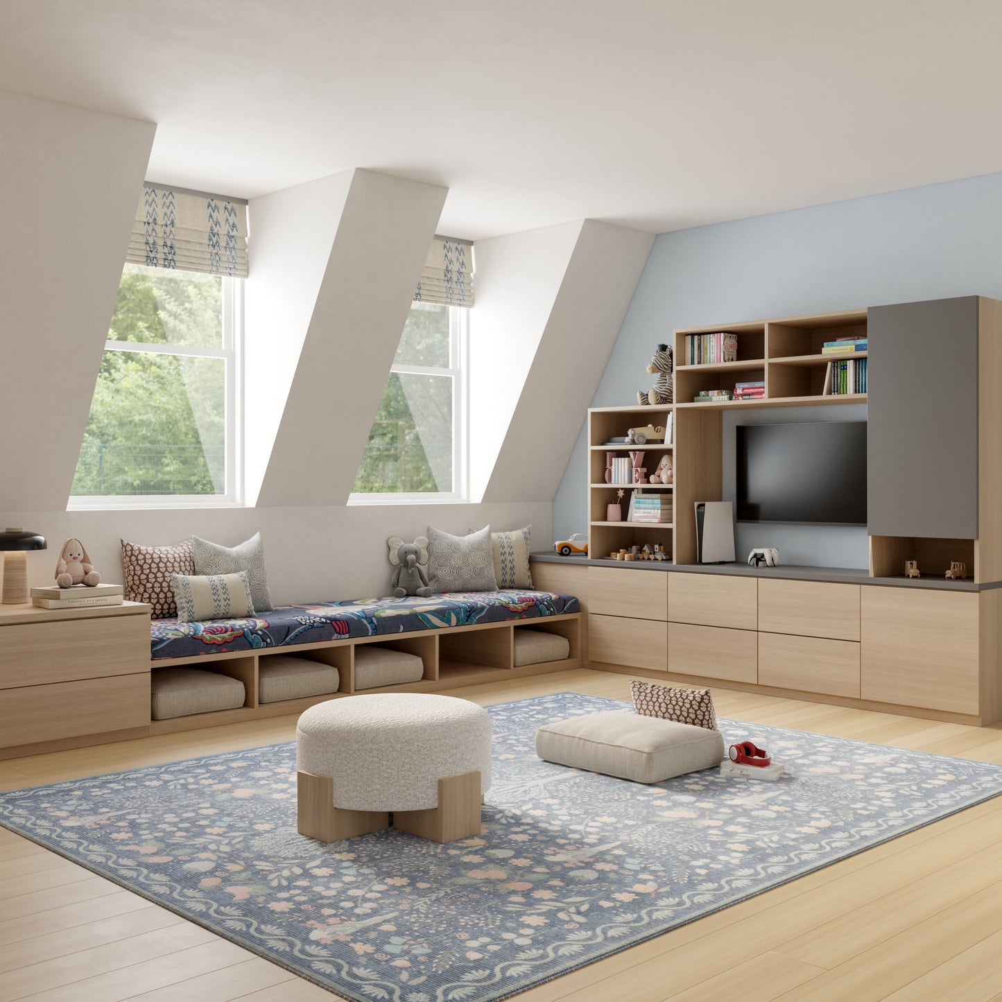 Nourison Home Botanical Washables  Blue Multicolor  Contemporary