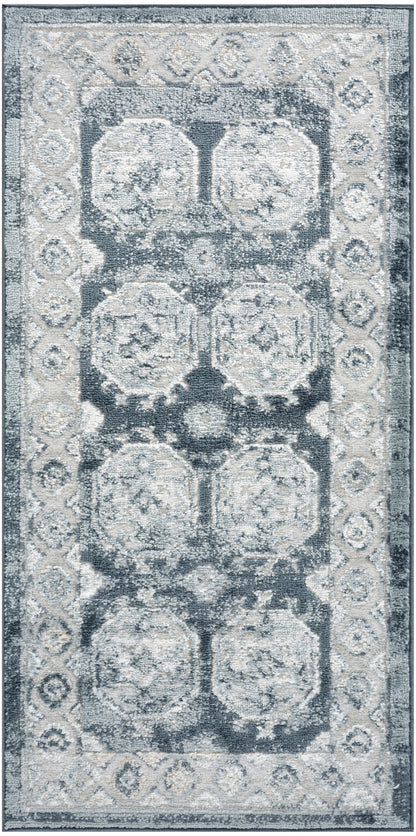 Nourison Home Dekor DEK01 Grey Navy Traditional Machine Woven Rug