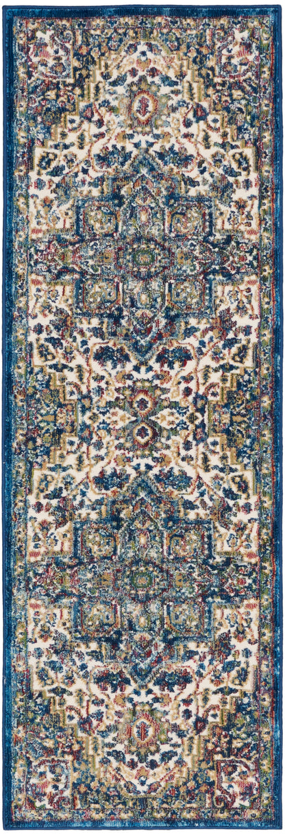 Nourison Home Ankara Global ANR15 Ivory Navy Transitional Power-loomed Rug