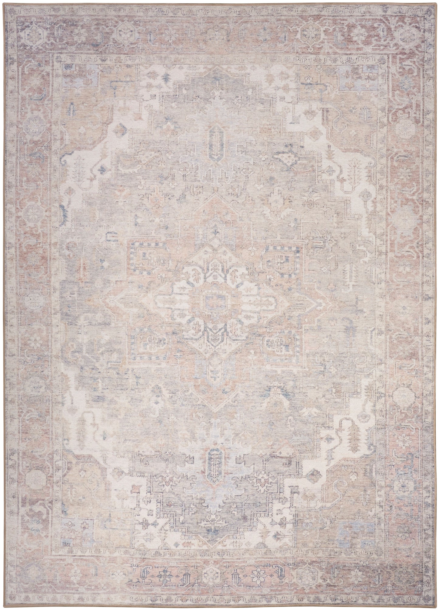 Nourison Home Vintage Washables VWS07 Light Blue Traditional Flat Weave Rug