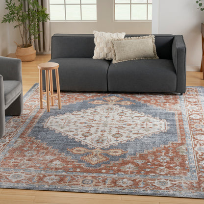 Nourison Home Astra Machine Washable  Denim Multicolor  Traditional