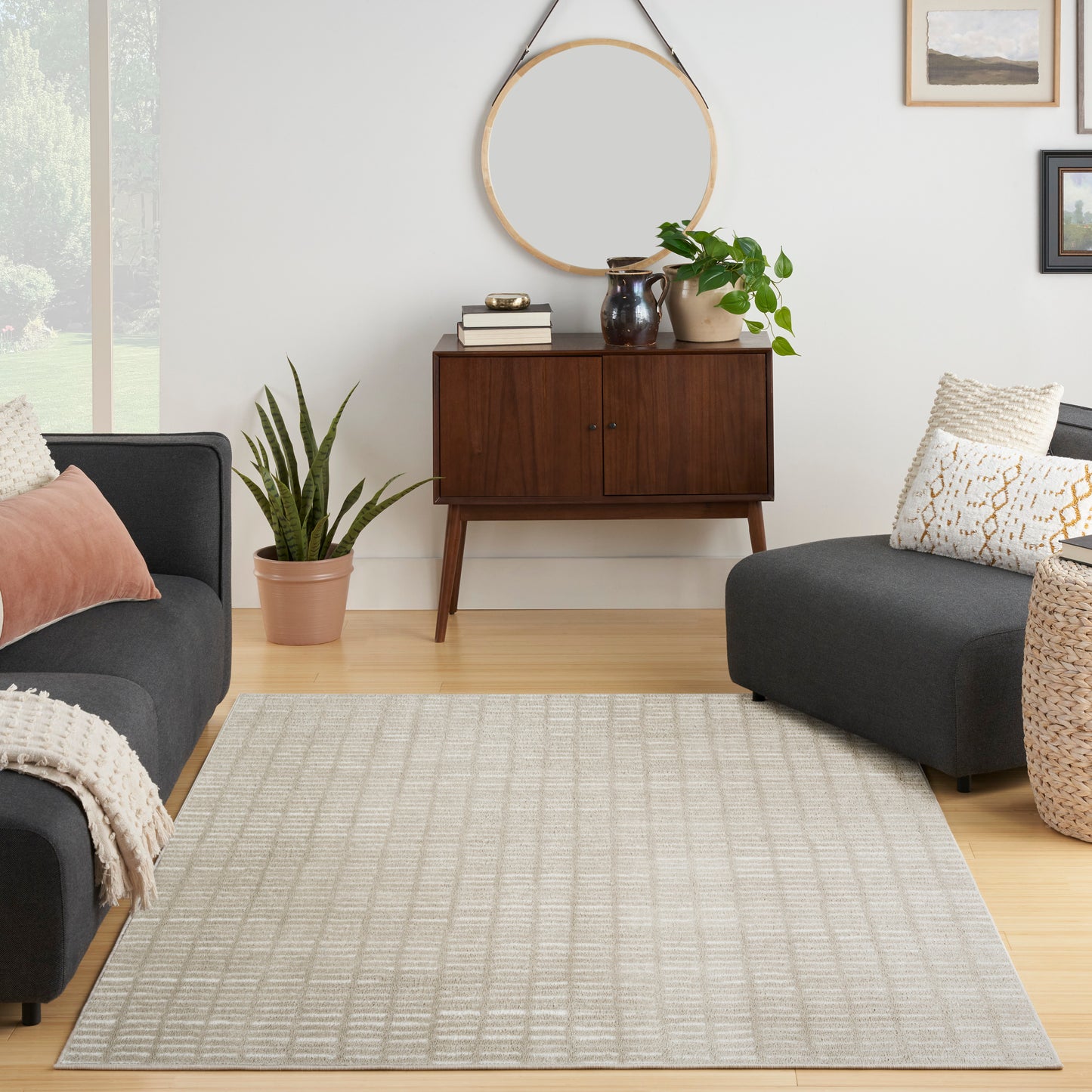 Nourison Home Modern Comfort  Grey Ivory  Contemporary