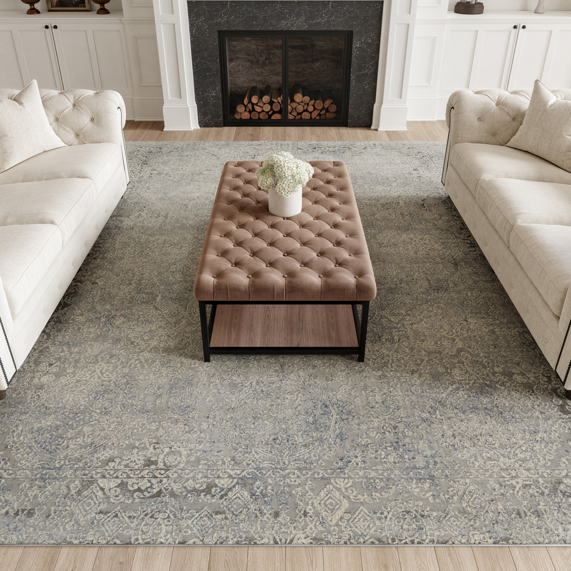 Nourison Home Rustic Textures  Ivory Light Blue  Contemporary