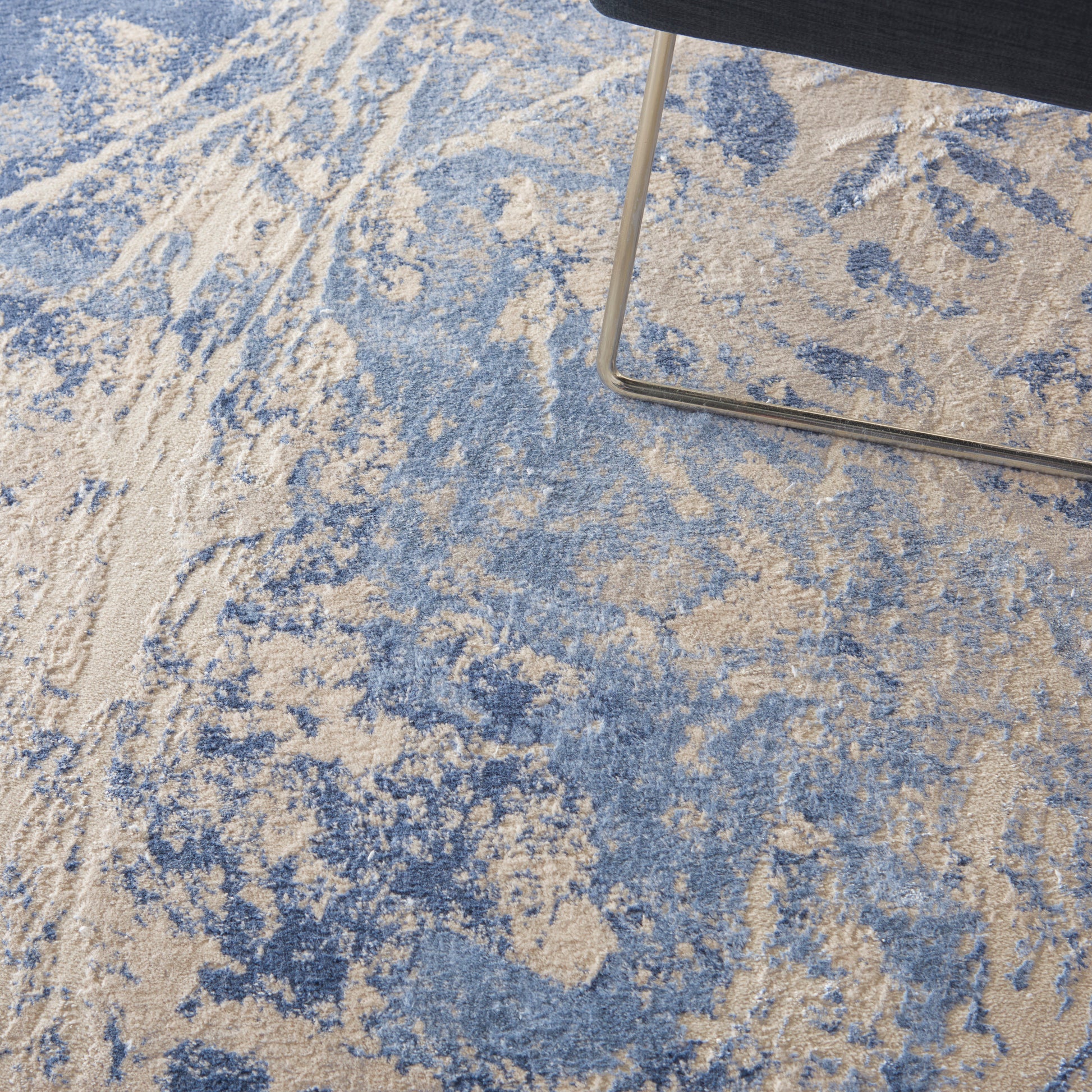 Nourison Home Silky Textures  Blue Cream  Contemporary