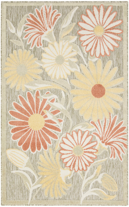 Nourison Home Aloha ALH33 Sage Rose Contemporary Power-loomed Rugs