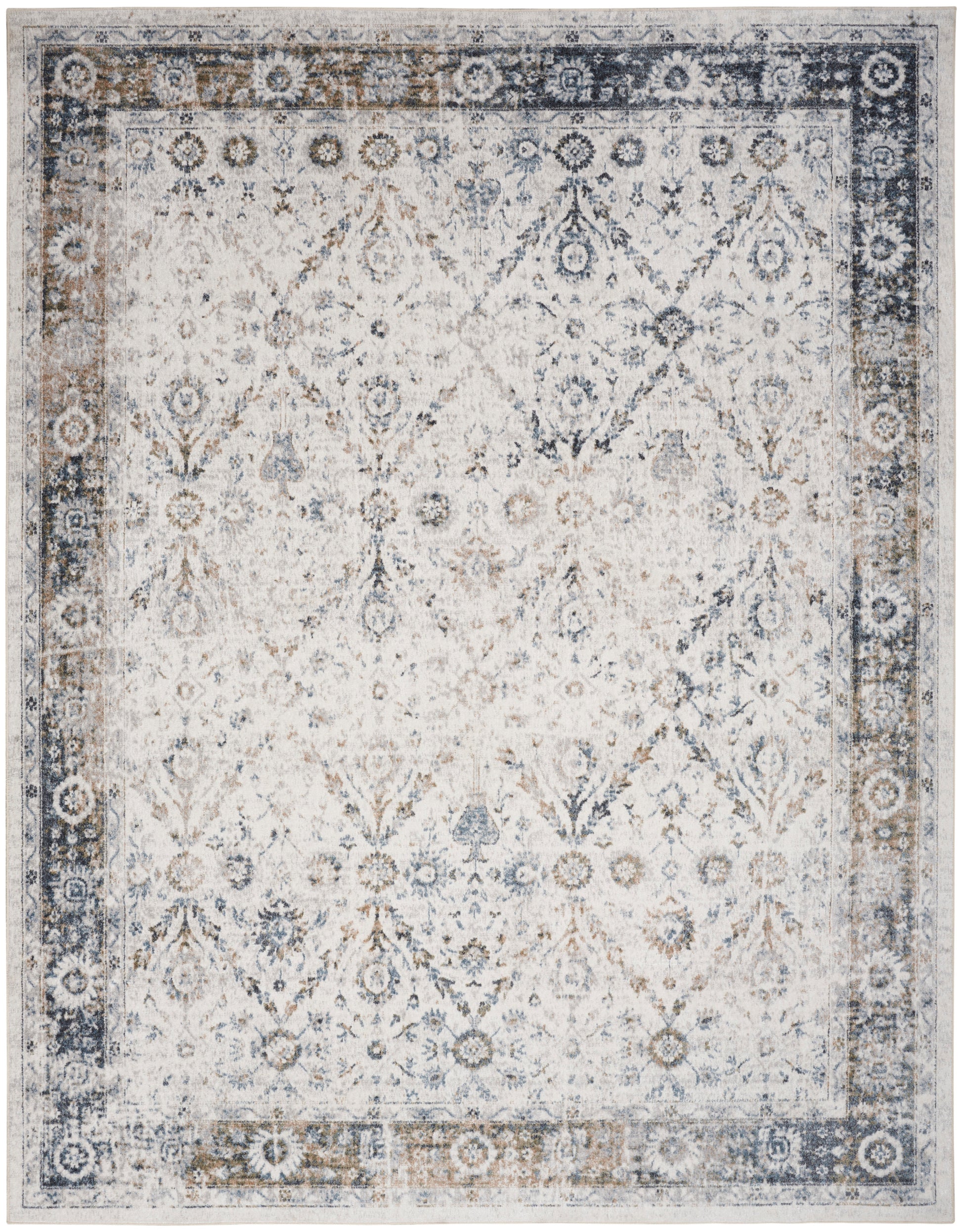 Nourison Home Astra Machine Washable  Ivory Blue  Traditional